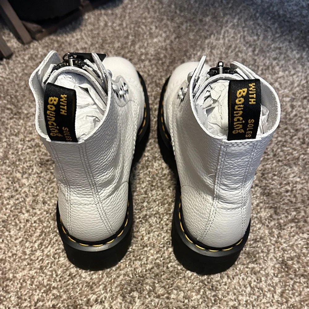 Dr. Martens White Leather Combat Boots — LIKE NEW!! - Picture 3 of 3